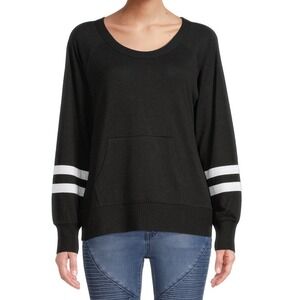 No Boundaries Juniors' Black & White Open Back Pullover – Size XL, Super Soft